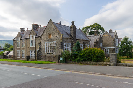 Bala; UK: Sep 20, 2020: A general scene in Bala showing the former Old School Restaurant which was originally a school house.のeditorial素材