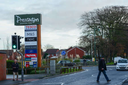 Prestatyn, UK: Dec 14, 2021: Prestatyn Shopping Park is a modern retail park adjacent to the town...