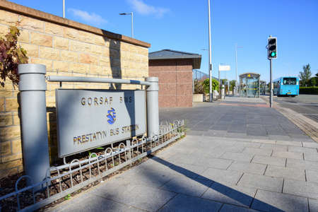 Prestatyn, UK. Jun 22, 2022. A quiet Prestatyn bus station on a sunny, early summertime day