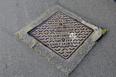 Prestatyn, UK. Jun 22, 2022. A manhole cover which was manufactured by Stanton PLC.のeditorial素材