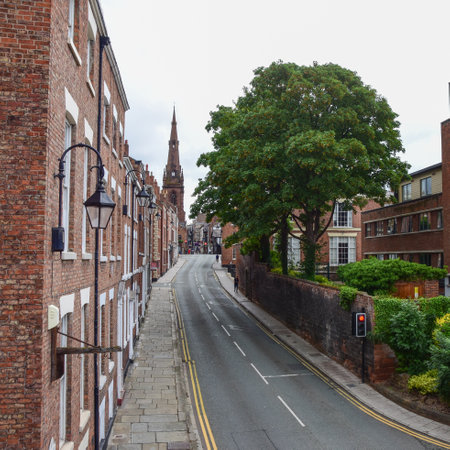 Chester, UK: Jul 3, 2022: Chester, UK: Jul 3, 2022: A general scene of Watergate Street in Chester