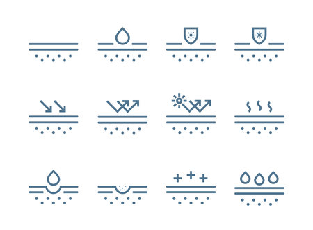 Skin care concept line icon. Contains linear icons such as Moisture, Cleaning Pore, UV Protection Body or Face Skin Linear Pictogram. Cold, Protection, Health, Pimple Skinâ¦ Isolated vector illustrationのイラスト素材