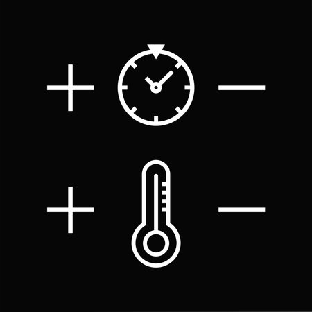 Time and temperature icons. Stopwatch and thermometer symbol. For use in household appliancesのイラスト素材