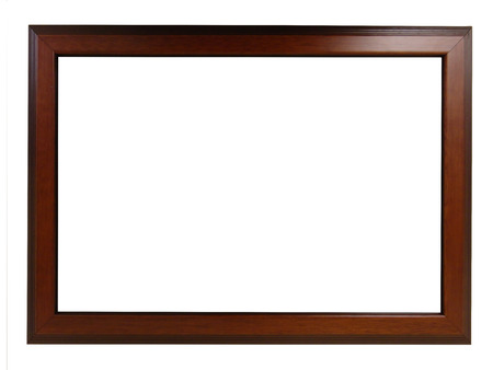 Dark Wood Photograph frame with isolated White areaの写真素材