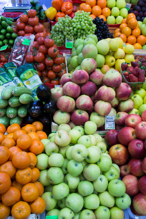 Apples Vegetables and Fruits at the local shopping marketの写真素材