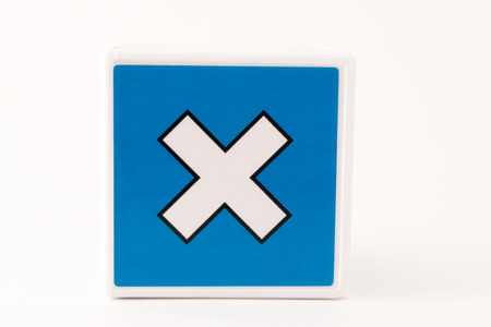 A blue and white simple multiply math sign on an isolated backgroundの写真素材