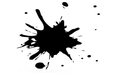 Single Black splat on a white backgroundの写真素材