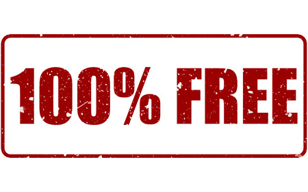 Aged rubber stamp text saying the text 100% freeの写真素材