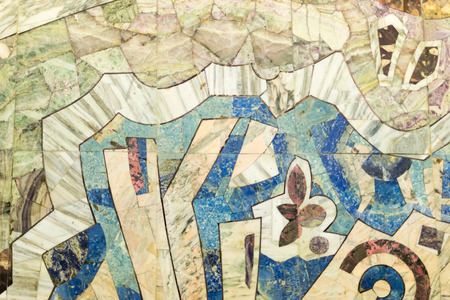 Wall mosaic in abstract style made from tilesの写真素材