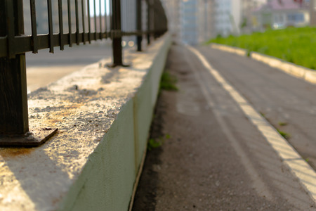 Pedestrian railings going off into the distanceの写真素材