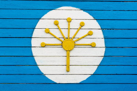 Homemade and painted national symbol of Bashkortostan in the Russian Federationの写真素材