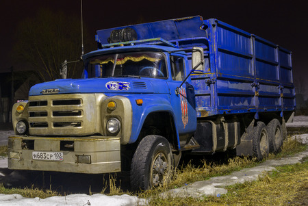 REIFKA - RUSSIA 27TH MARCH 2016 - Classic ZIL 131 Russian truck in blue offers citizens and alternative to other popular Russian vehicles for industry inn Refika, Russia on the 27th of March 2016.のeditorial素材