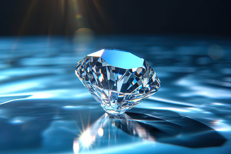 Single diamond and light reflection. Generative AIの素材