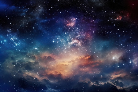 Universe night sky with nebula and stars. Generative AIの素材