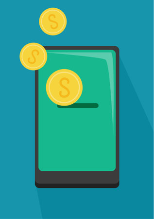 mobile phone money bankingのイラスト素材