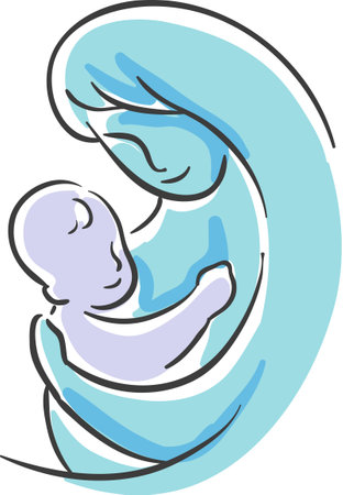 a abstract illustration of mother and childのイラスト素材