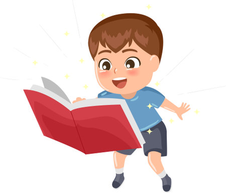 A illustration of a kid In A Fantasy Book Discoveryのイラスト素材