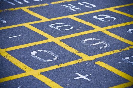 Yellow Hopscotch Pattern On School Playgroundの写真素材