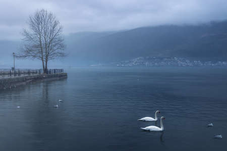 Ioannina lake in Greece (epirus)の写真素材