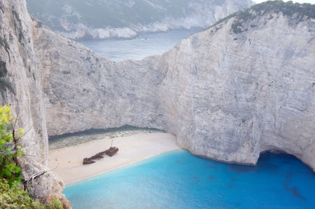 Navagio beach on Zakynthos island, Greece.の写真素材