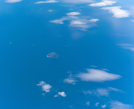 Tiny Levenish Island Shot From the Air, Scotlandの写真素材