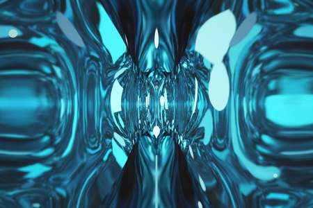 Fantastic shining corridor. Extraordinary radiance. Abstract blue background.の写真素材