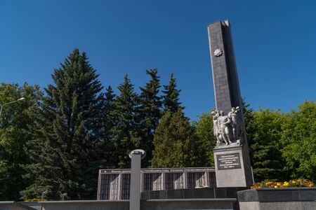 11 June 2018. Russia. The City Of Domodedovo. Day. Obelisk of Glory to soldiers-Domodedovo soldiers who died during the World War twoのeditorial素材