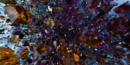 Falling precious crystals, flying apart from the impact with the surface. illustrationの写真素材