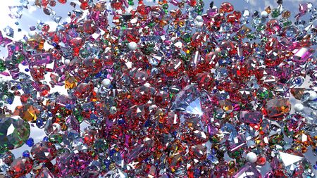 Crystals are scattered over the mirror surface.の写真素材