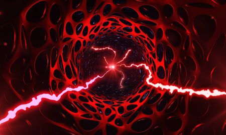 Fantastic tunnel through which energy discharges fly.の写真素材