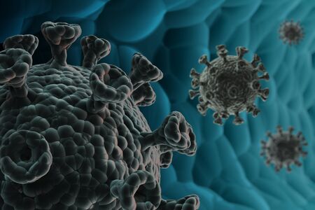 An illustration showing a coronavirus in the human body.の写真素材