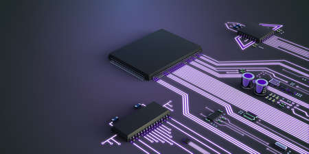 Abstract illustration of competing processors. The best processor is ahead.の写真素材