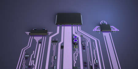 Abstract illustration of competing processors. The best processor is ahead.の写真素材
