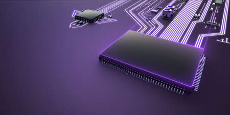 Abstract illustration of competing processors. The best processor is ahead.の写真素材