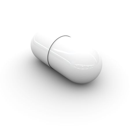 3d white render of isolated single shiny pill の写真素材