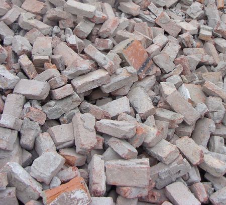 factory demolition stone stack of rubble