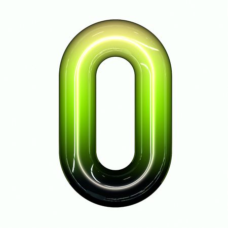 green shiny glossy 3d child funny bubble alphabet font Oの写真素材