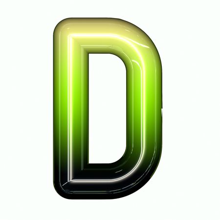 green shiny glossy 3d child funny bubble alphabet font Dの写真素材