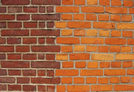 brick wall with two different colors of bricks                            の写真素材