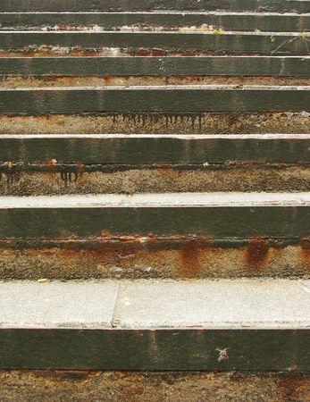 grungy stairs made out of metal and concreteの写真素材