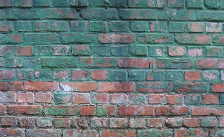 green brick wall with grunge and wearの写真素材