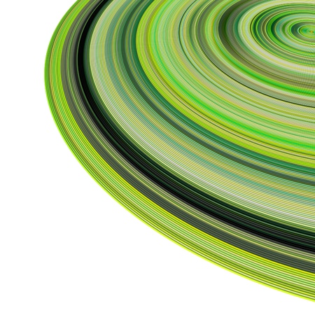 3d render concentric pipes in multiple green colors