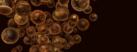 3d render abstract backdrop in transparent glossy orange bubbleの写真素材