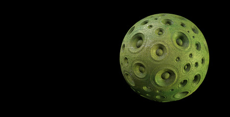 3d green speaker sound system planet over blackの写真素材