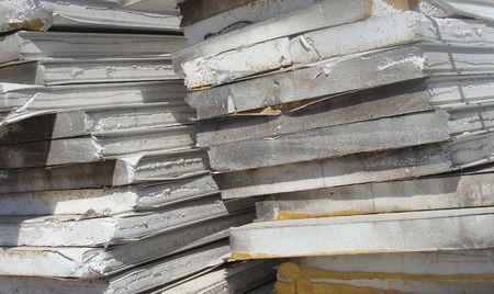 stacked industrial isolation foam on a demolition site stacked industrial isolation foam on a demolition site