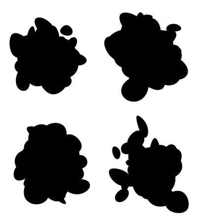 blob cloud silhouette collection in black on whiteのイラスト素材
