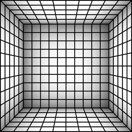 square futuristic room with shaded wall and subdivisionのイラスト素材