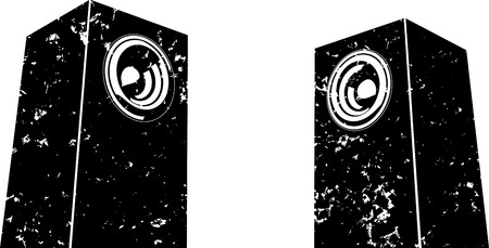 grunge sound-system speaker illustration icon in black and whiteのイラスト素材
