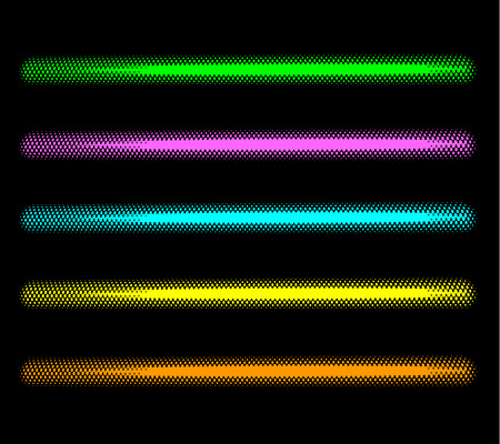 tube halftone neon effect in multiple color over blackのイラスト素材