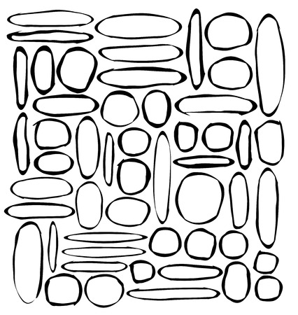 hand-drawn round and ellipse shapes over whiteのイラスト素材